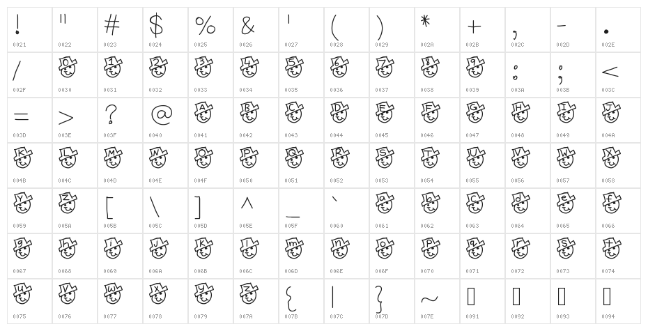 YBFreezinSeason Character Map