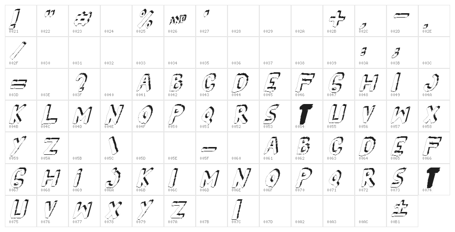 YES_3Ditalic Book Character Map