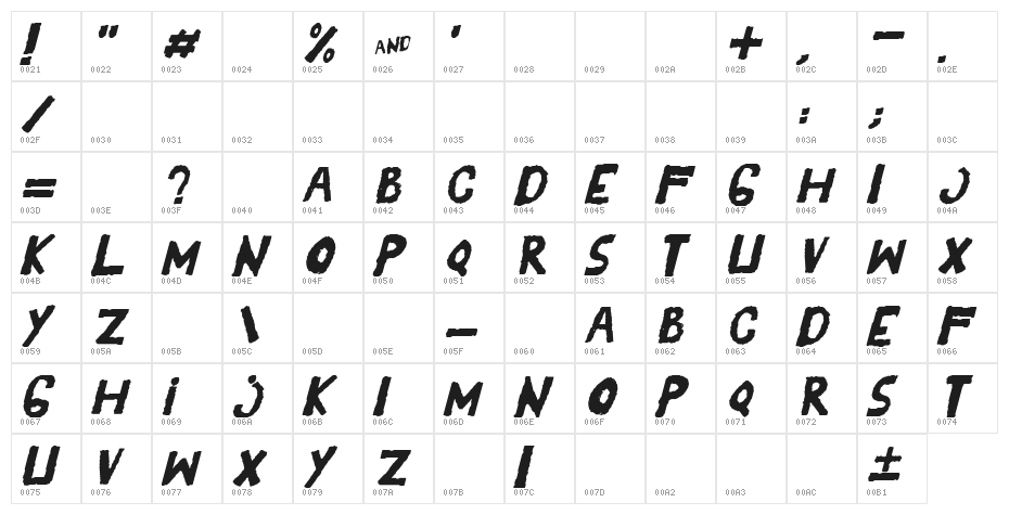 YES_italic Book Character Map