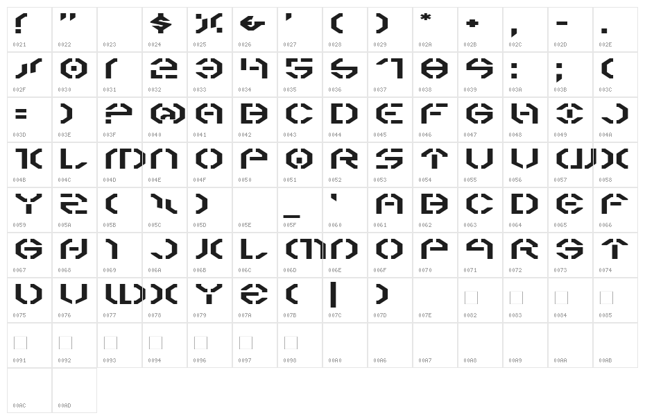Year 3000 Expanded Character Map