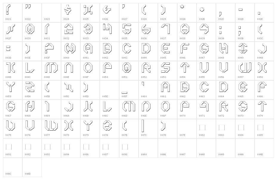 Year 3000 Outline Character Map