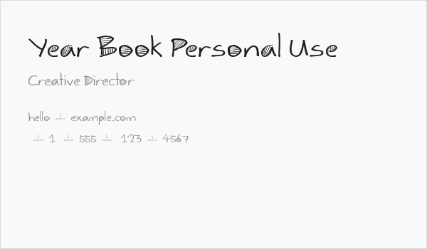 Year Book Personal Use Business Card