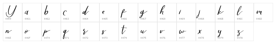 Yellove DEMO Regular Character Map
