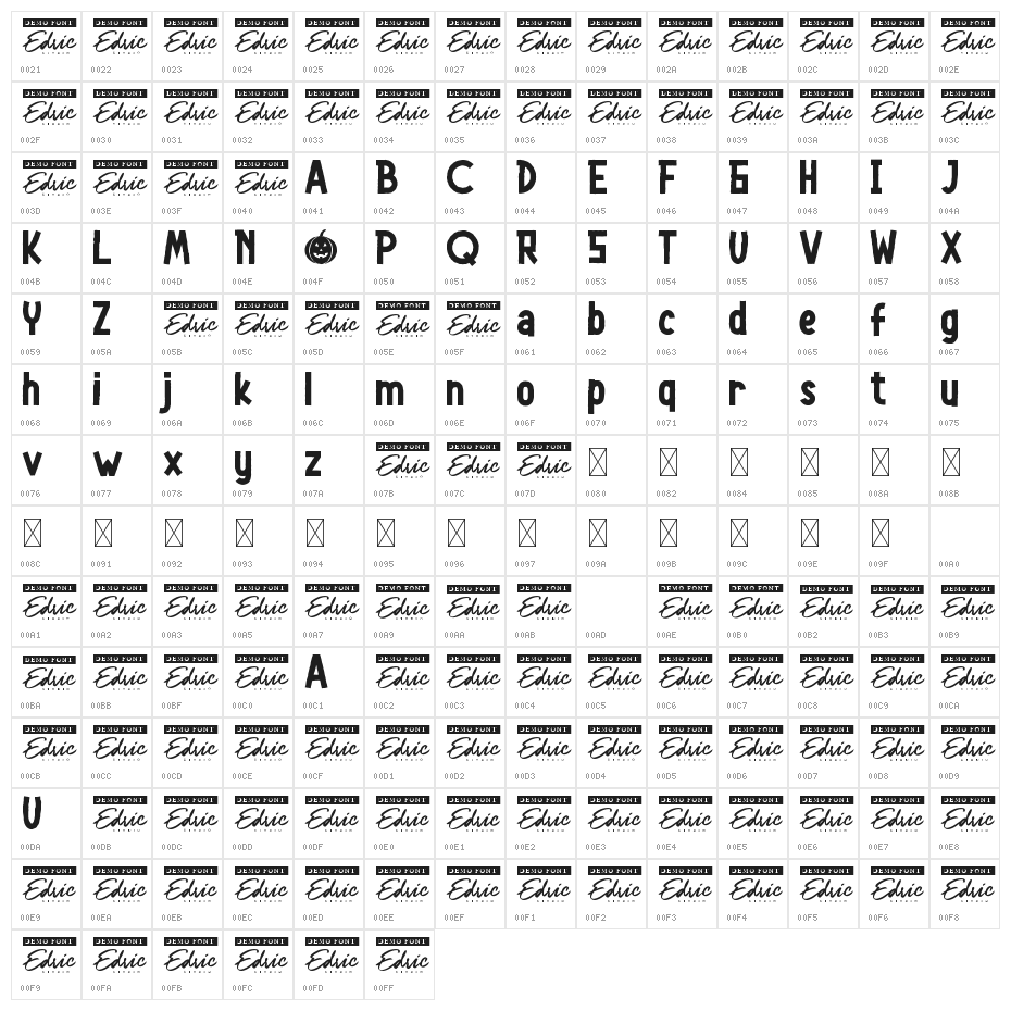Yellow Pumpkin Demo Character Map