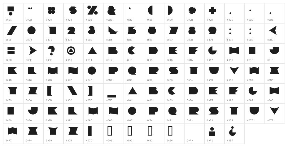 Yennotten Character Map