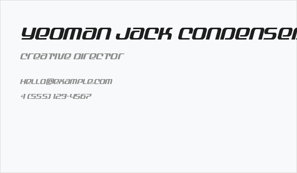 Yeoman Jack Condensed Italic Business Card