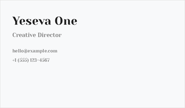 Yeseva One Business Card