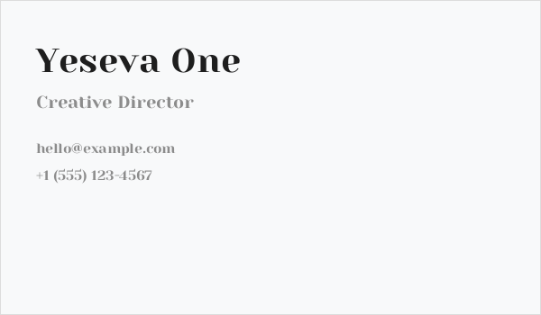 Yeseva One Business Card