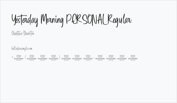 Yesterday Morning PERSONAL Regular Business Card