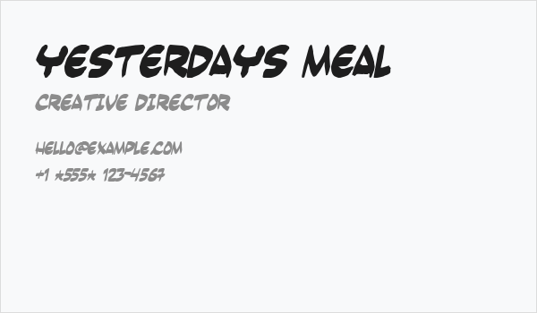 Yesterdays meal Business Card
