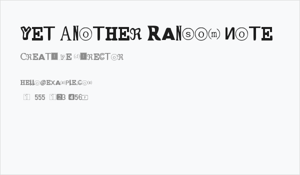 Yet Another Ransom Note Business Card