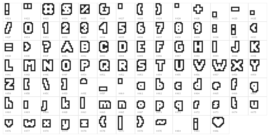YetBumblerOutlin Character Map