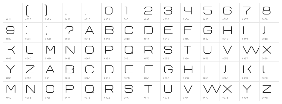 Yeysk Regular Character Map