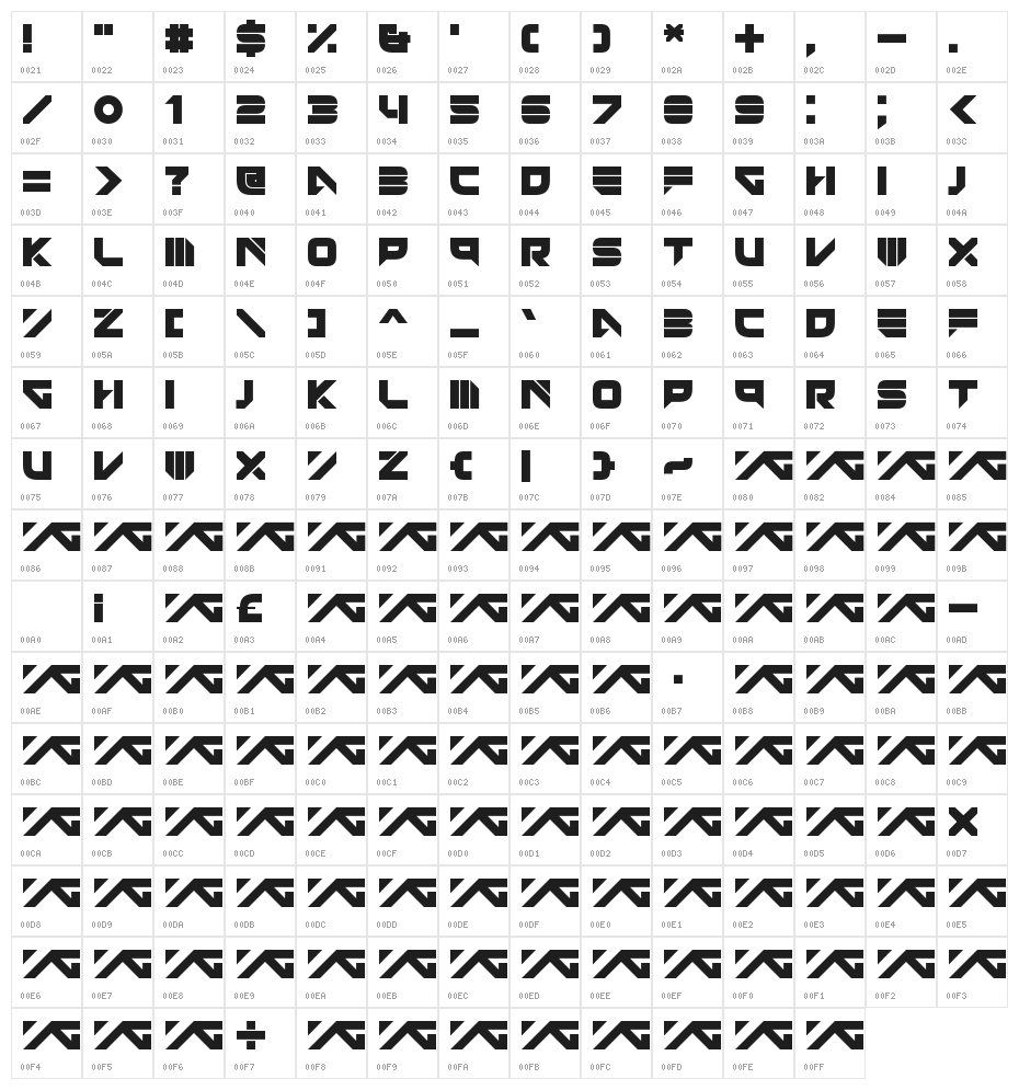 YG Rounded Bold Character Map