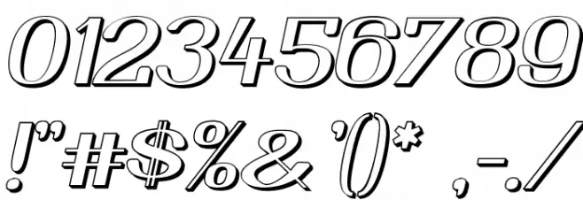 Yiggivoo Unicode 3D Italic Font OTHER CHARS