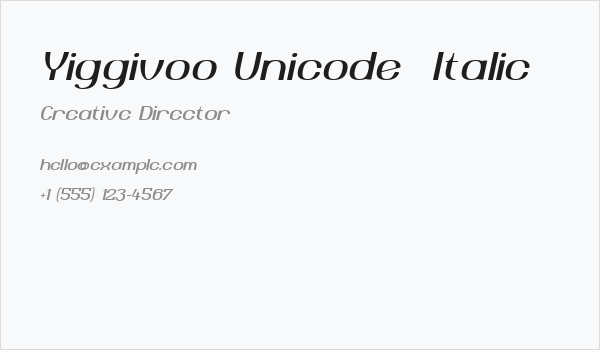 Yiggivoo Unicode  Italic Business Card