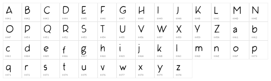 Yillhand Regular Character Map