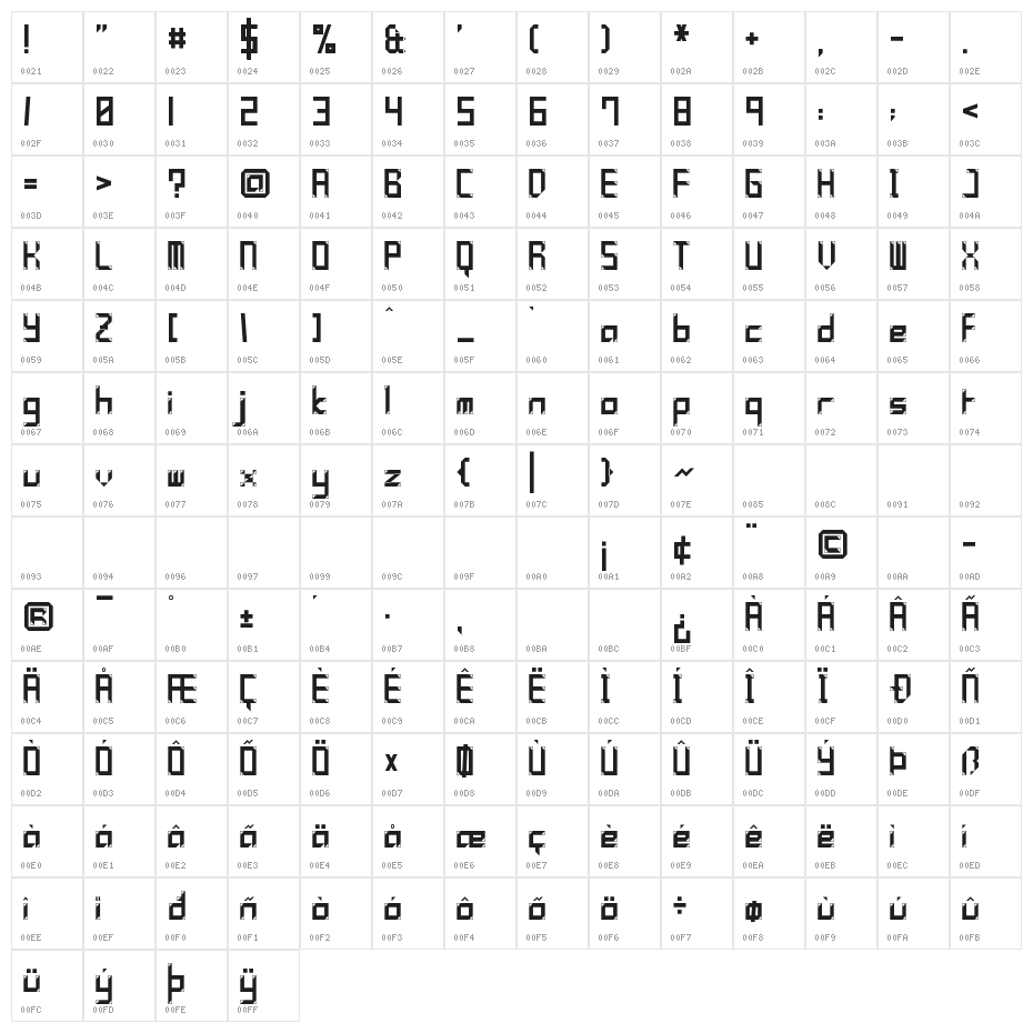 ylee Polymnia Framed Character Map
