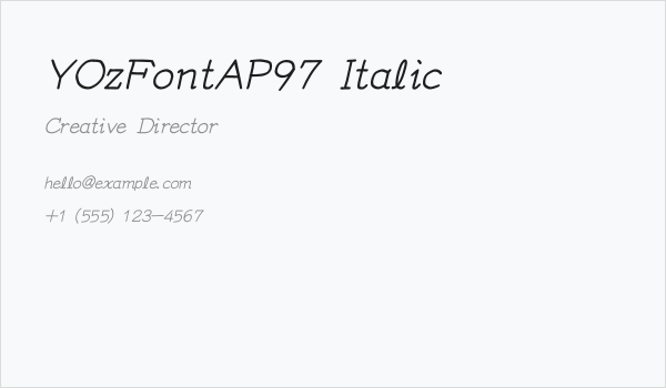 YOzFontAP97 Italic Business Card