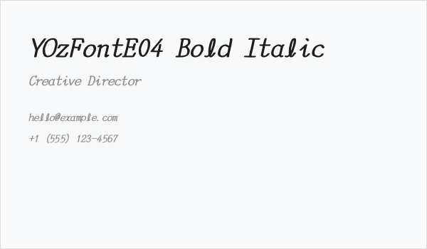 YOzFontE04 Bold Italic Business Card