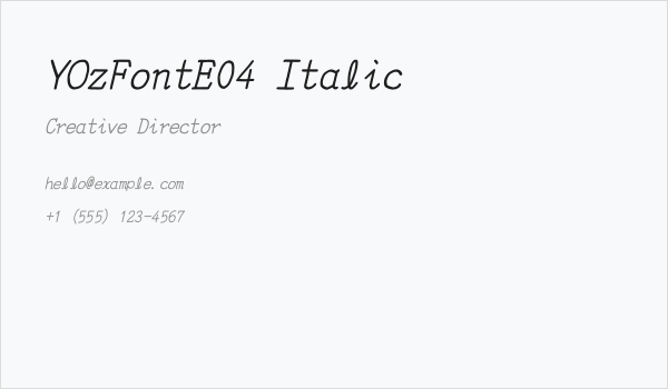 YOzFontE04 Italic Business Card