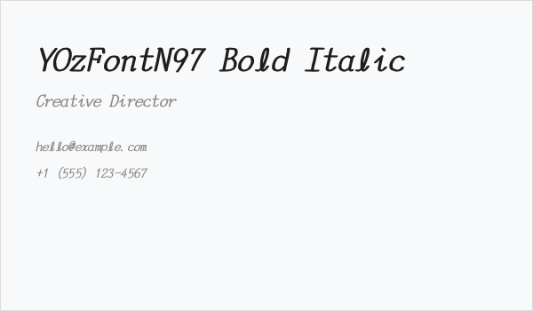 YOzFontN97 Bold Italic Business Card