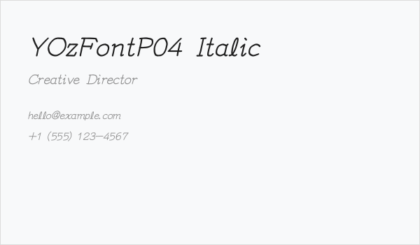 YOzFontP04 Italic Business Card