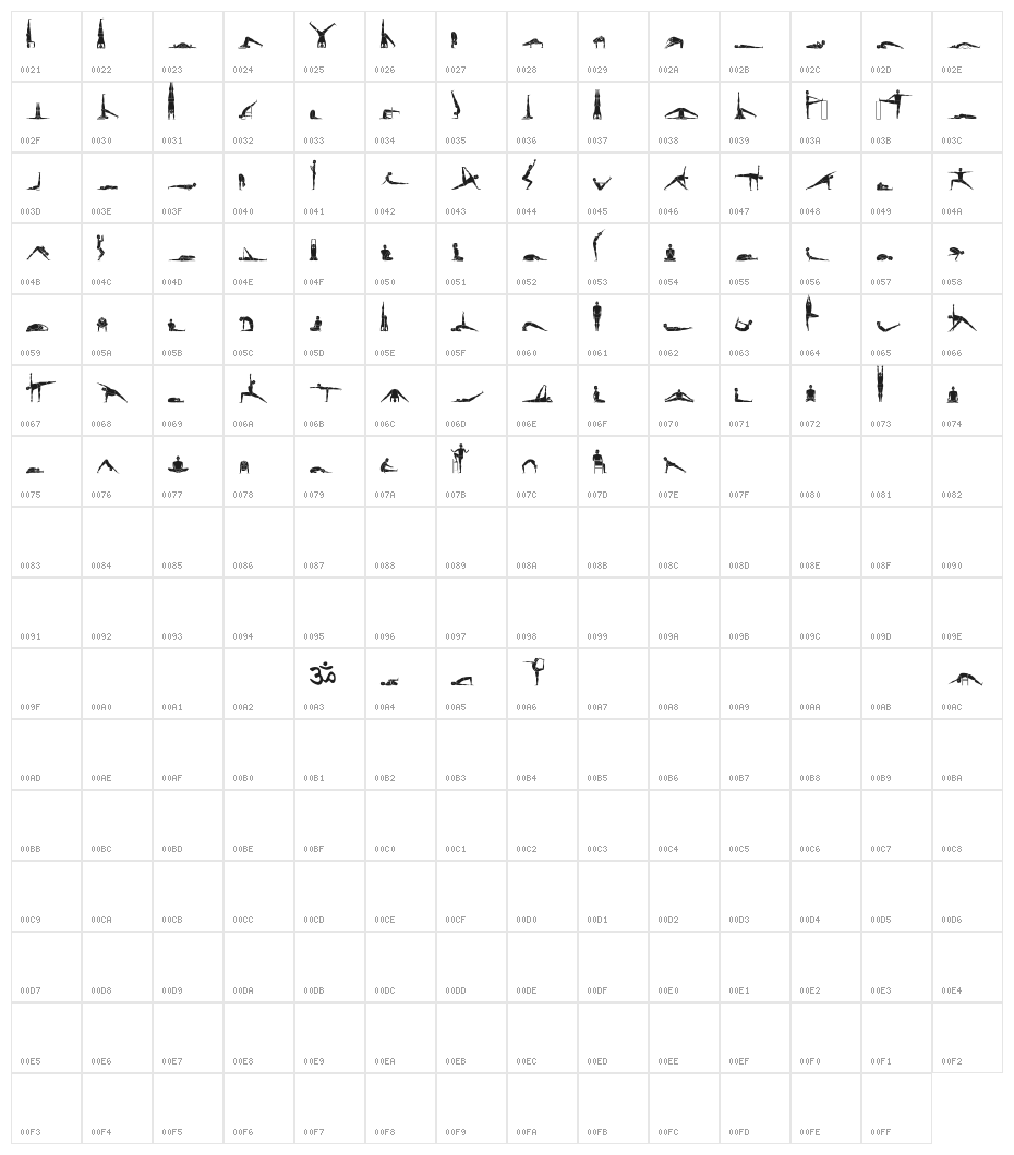 Yogafont Character Map