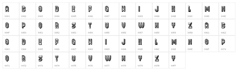 Yogurt Black 3D Regular Character Map