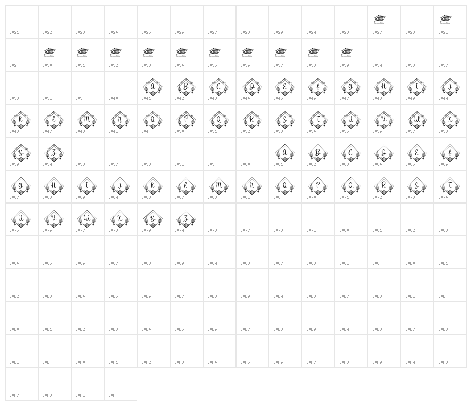Yokata Chinese Monogram Regular Character Map
