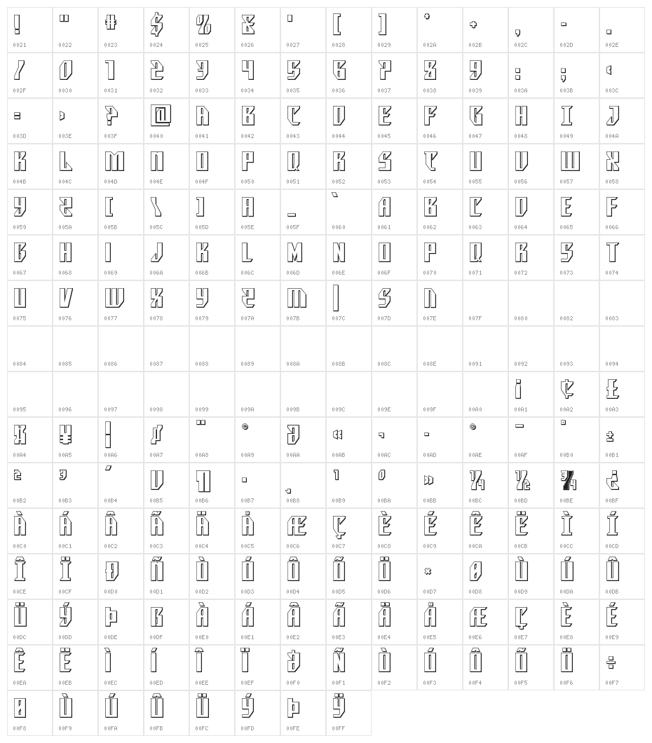 Yonder Blue 3D Straight Character Map