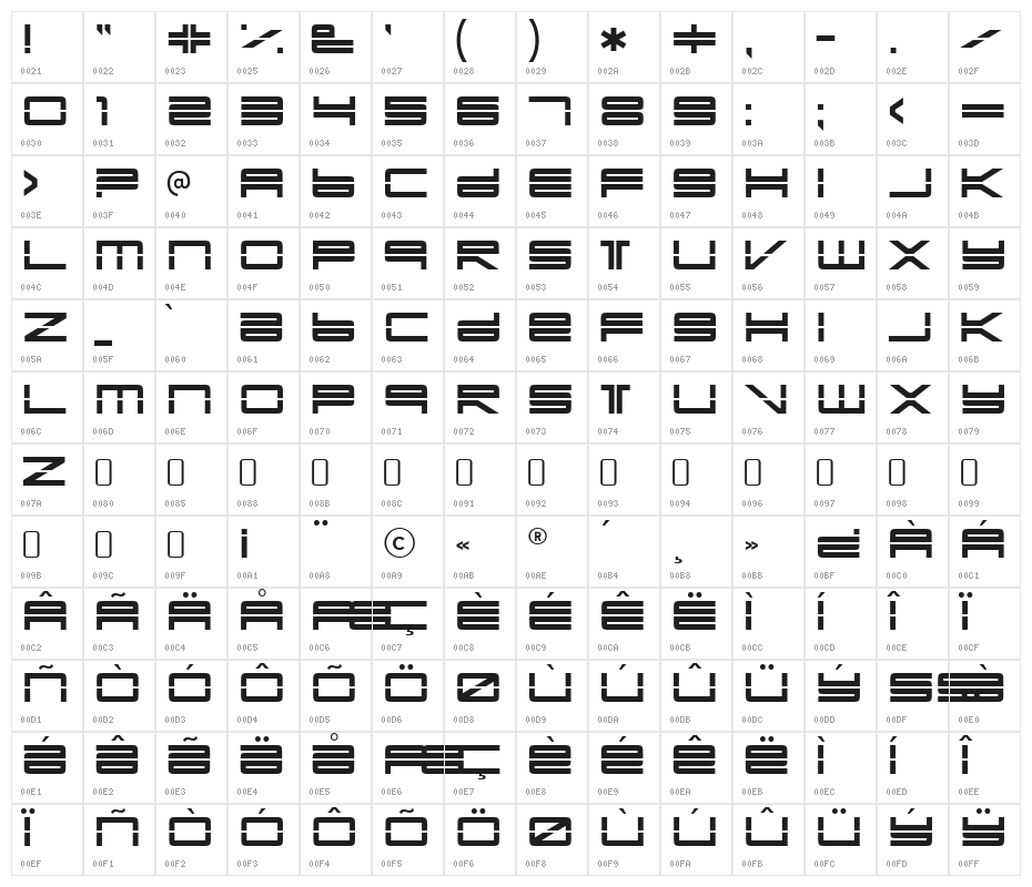 YonderRecoil-Regular Character Map