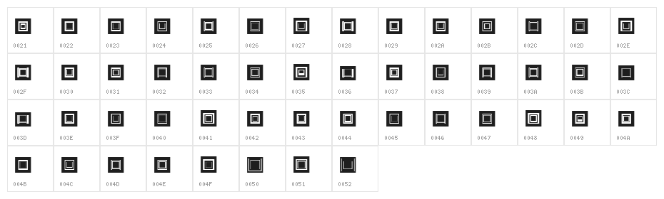 Yonkakubotan Character Map