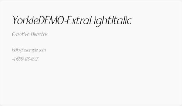 YorkieDEMO-ExtraLightItalic Business Card