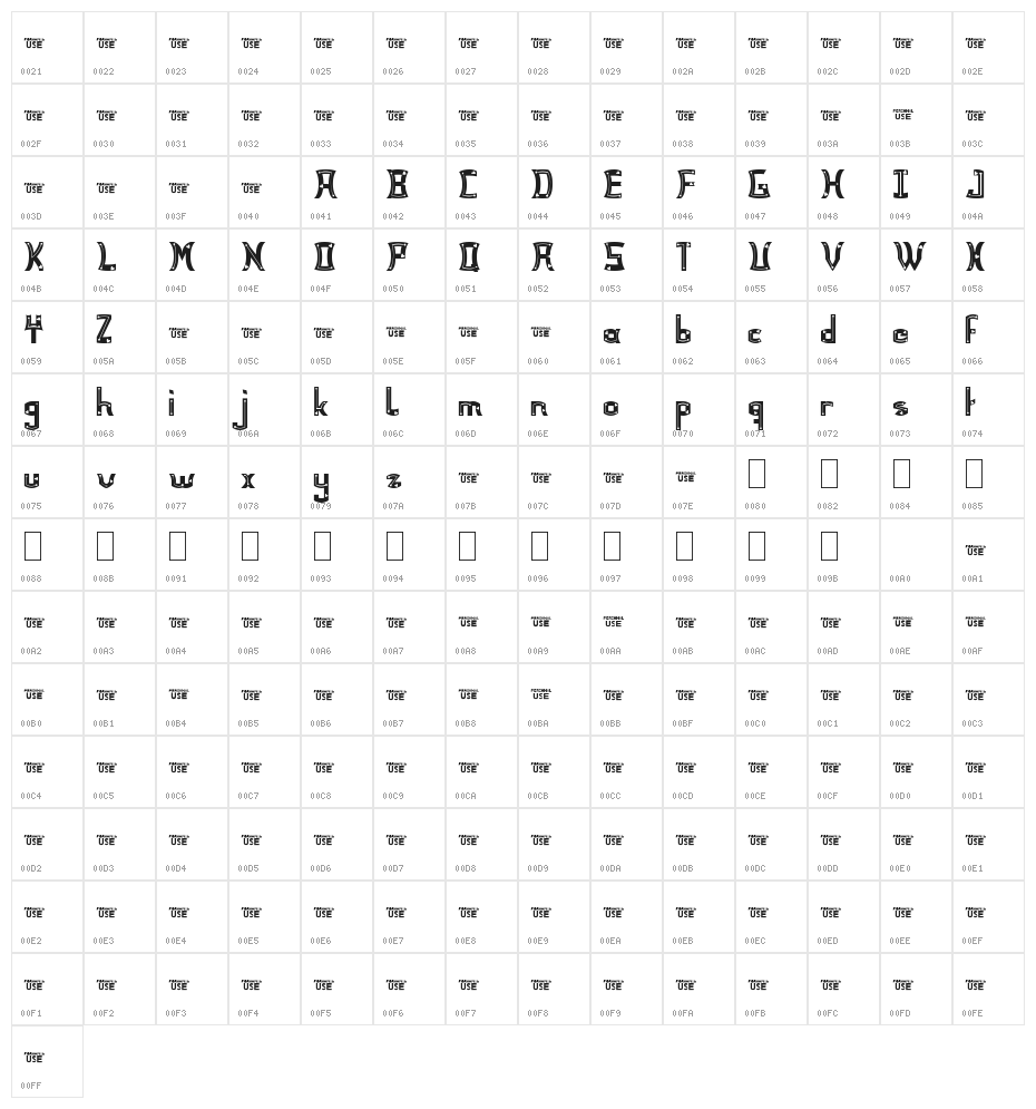 Yorle Personal use Decorative Character Map