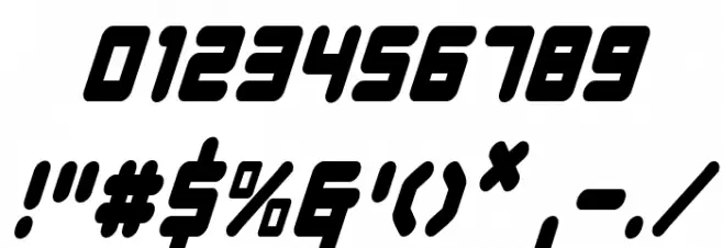 Young Techs Condensed Italic Font OTHER CHARS