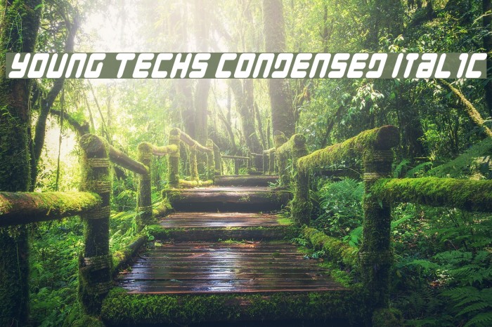 Young Techs Condensed Italic Polices examples