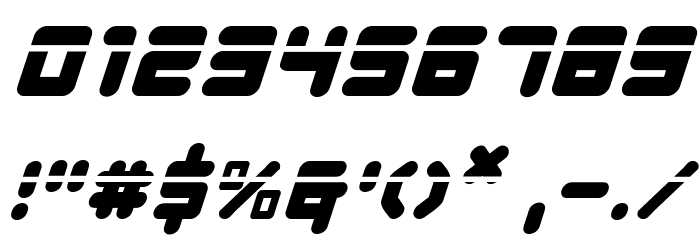 Young Techs Laser Italic Font OTHER CHARS