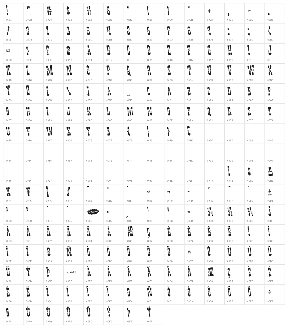 Younger Brothers Rotated Character Map