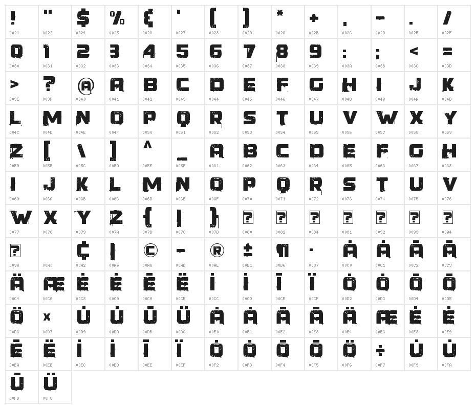 Younger than me Bold Character Map