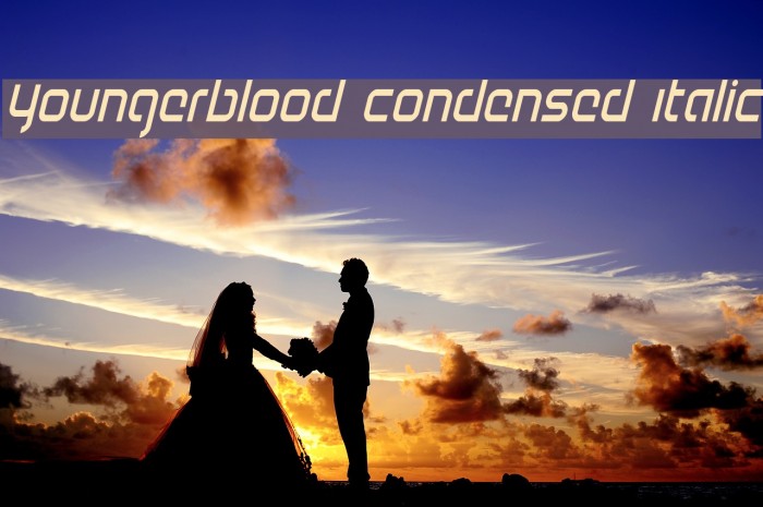 Youngerblood Condensed Italic Font examples