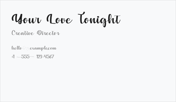Your Love Tonight Business Card