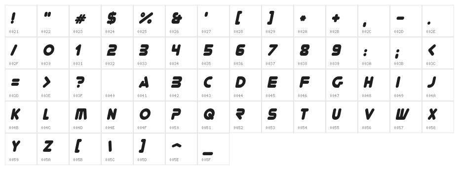 You're Gone Italic Character Map
