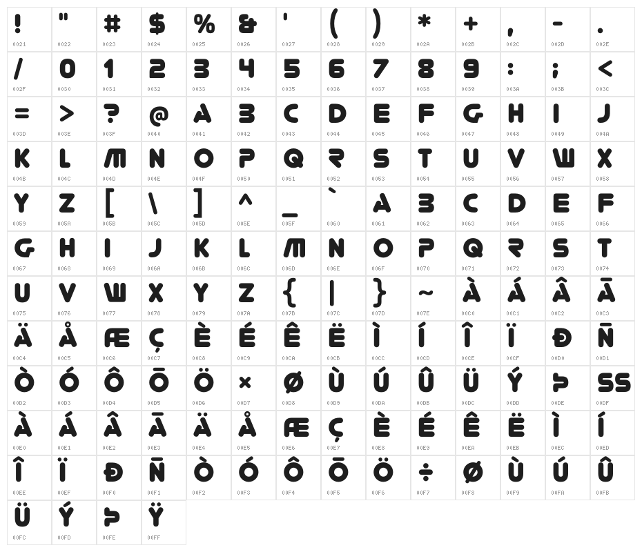 YoureGone-Regular Character Map