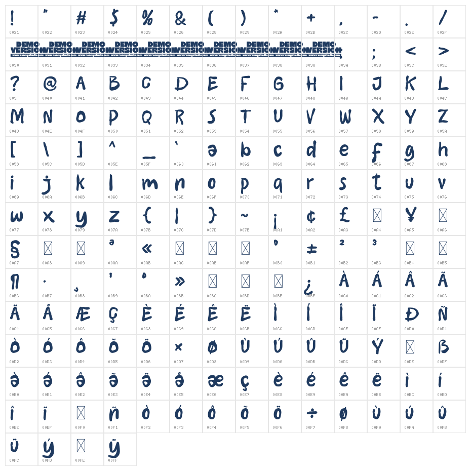 Youth Crew DEMO Character Map