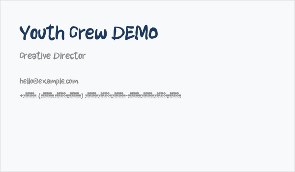 Youth Crew DEMO Business Card