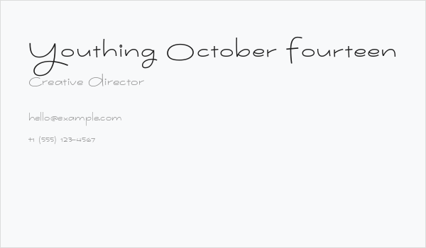 Youthing October Fourteen Business Card