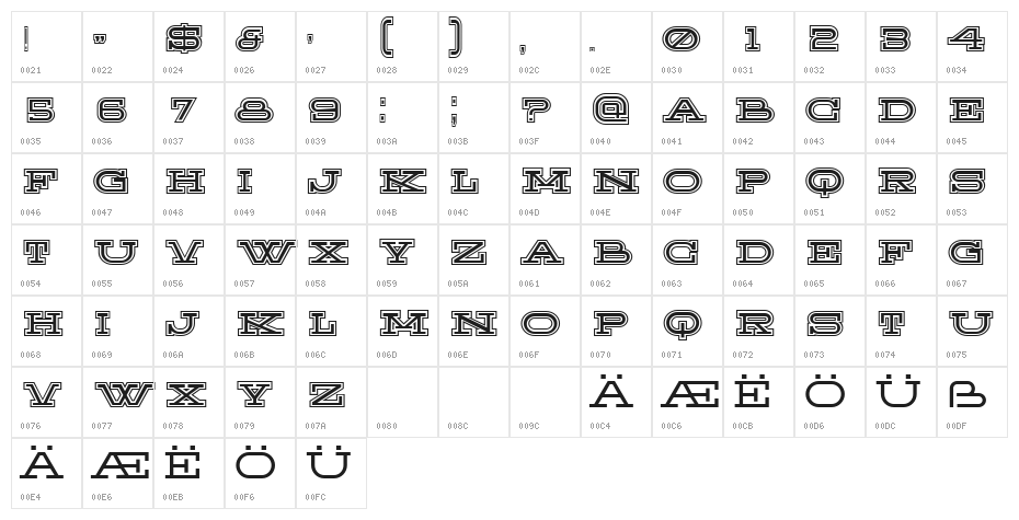Yoyo Regular Character Map