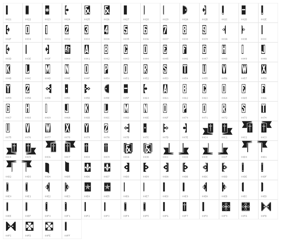 yorkwhiteletter Character Map