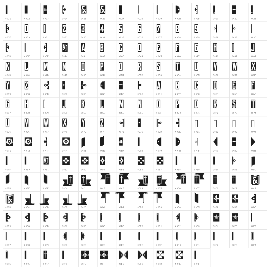 yorkwhiteletter Character Map